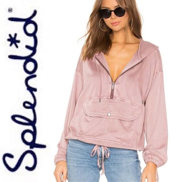 SPLENDID  X-Small Pink Adjustable Hoodie W Front Pocket | SPLENDID XS Pullover - Picture 1 of 11